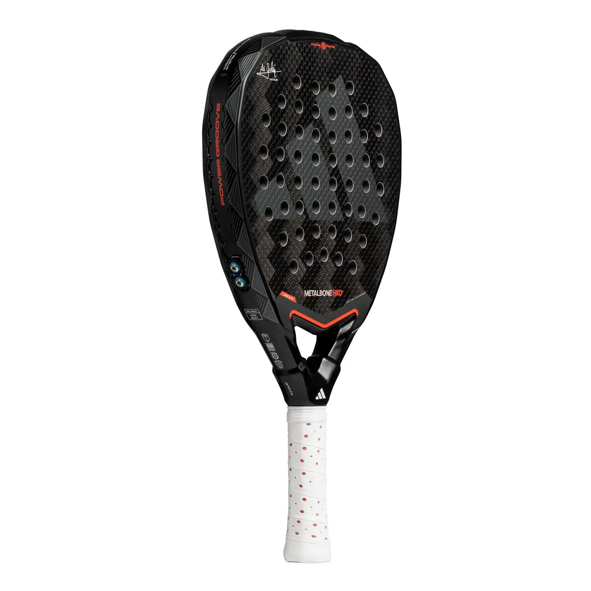 Black and white adidas paddle on a white background