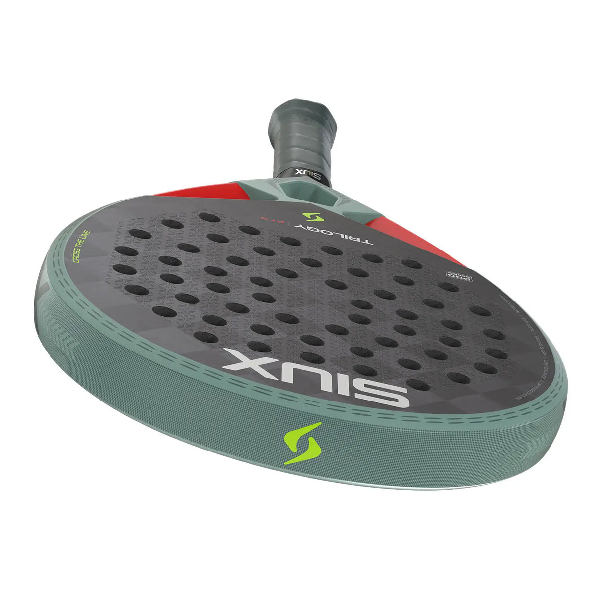 Padel racket with perforated design on a white background
