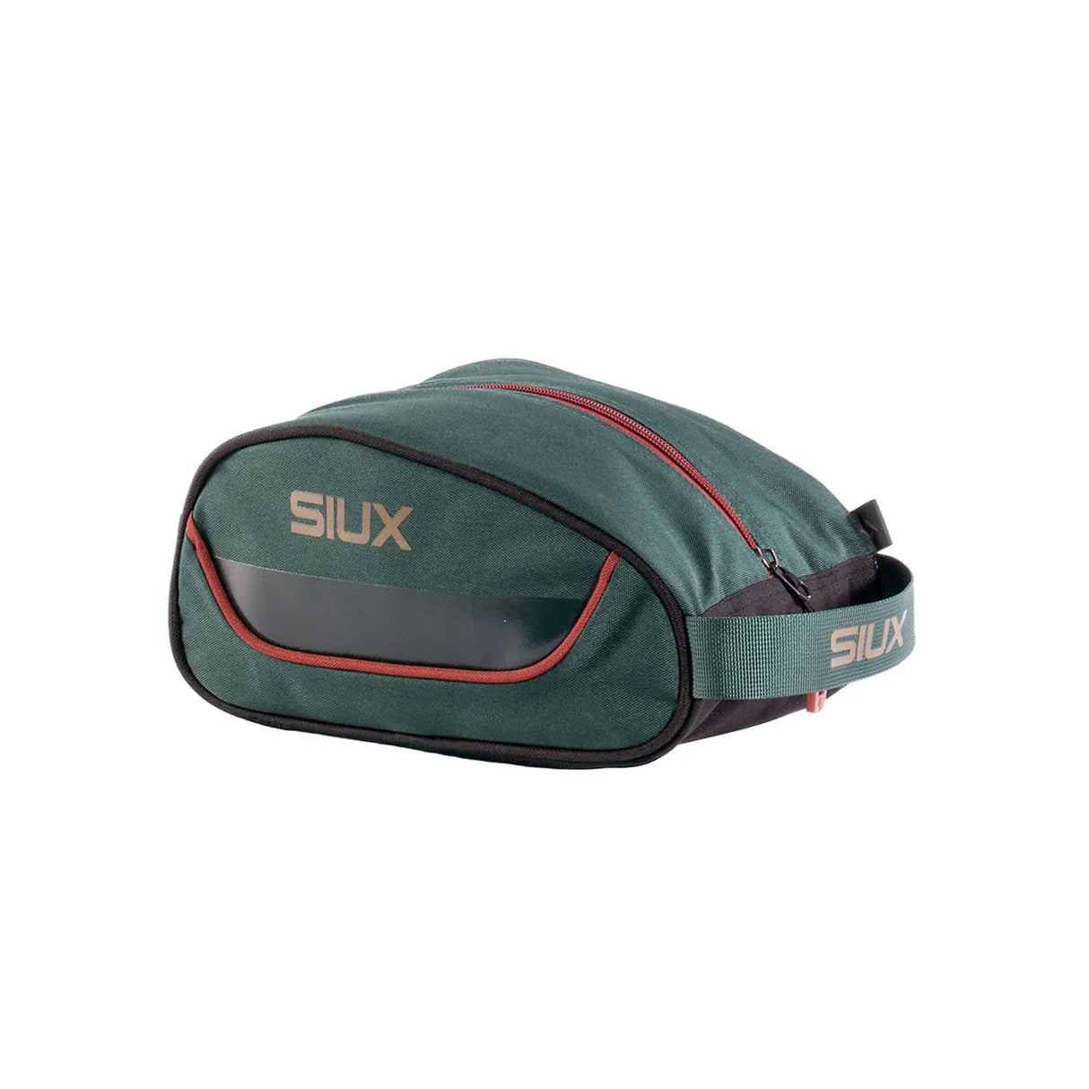 Green SIUX bag with red accents on a white background