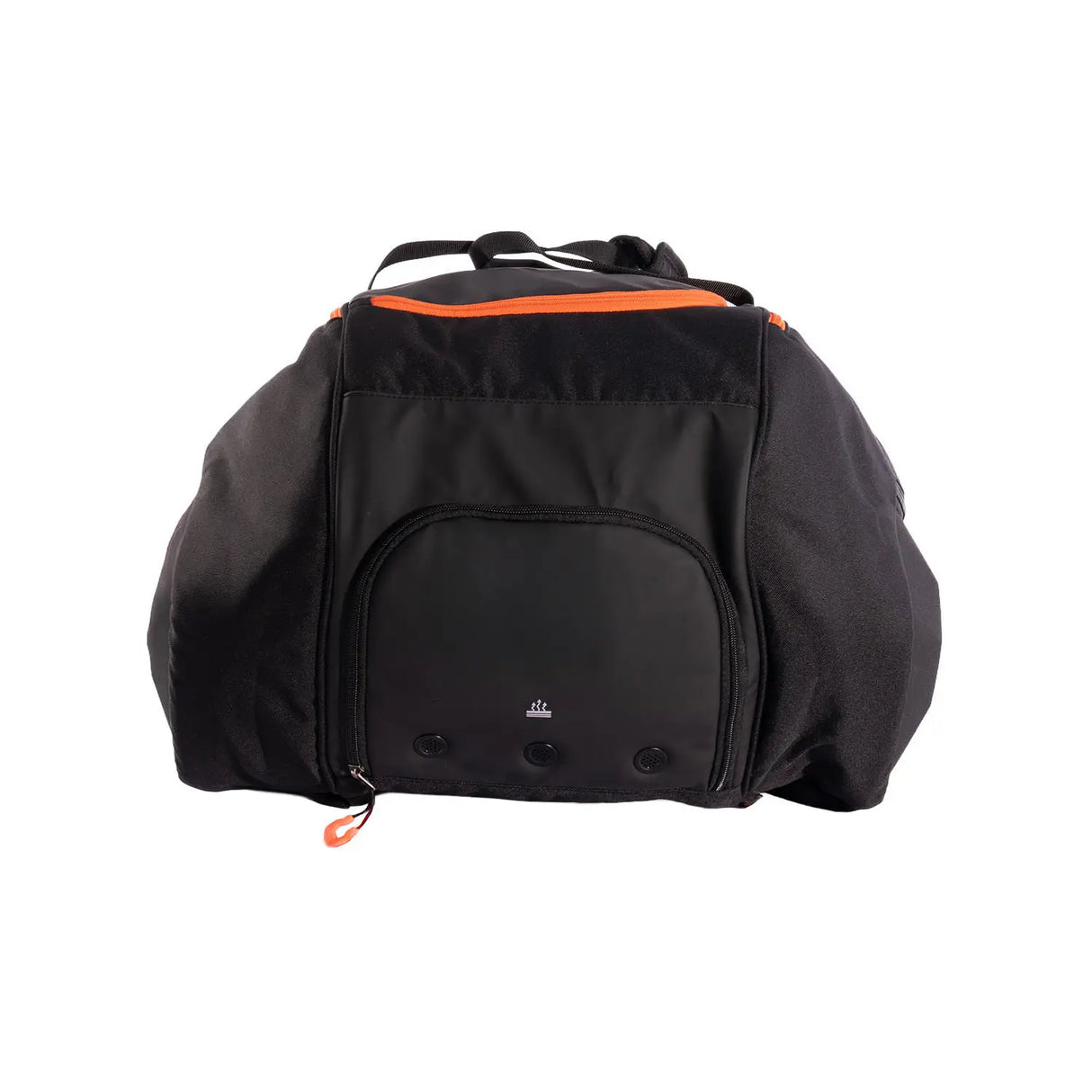 Black bag with orange accents on a white background