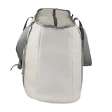Light gray backpack with a mesh back panel on a white background