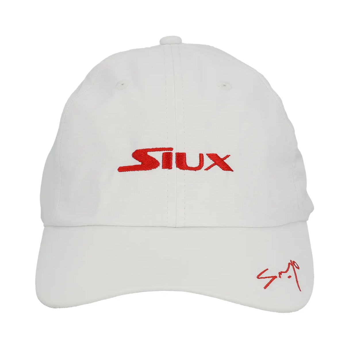 White cap with red 'SIUX' logo on a white background