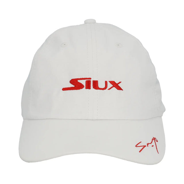 White cap with red 'SIUX' logo on a white background