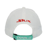 White cap with red SIUX logo and green strap with 'DIABLO' branding on a white background