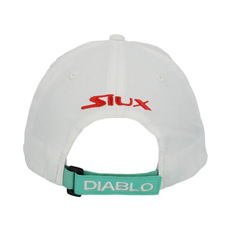 White cap with red SIUX logo and green strap with 'DIABLO' branding on a white background