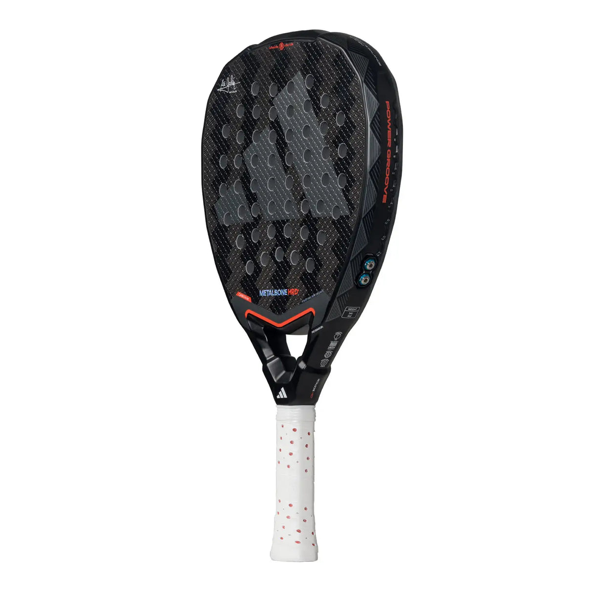 Paddle with black and white design on a white background