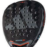 Black textured sports pad with branding on a white background