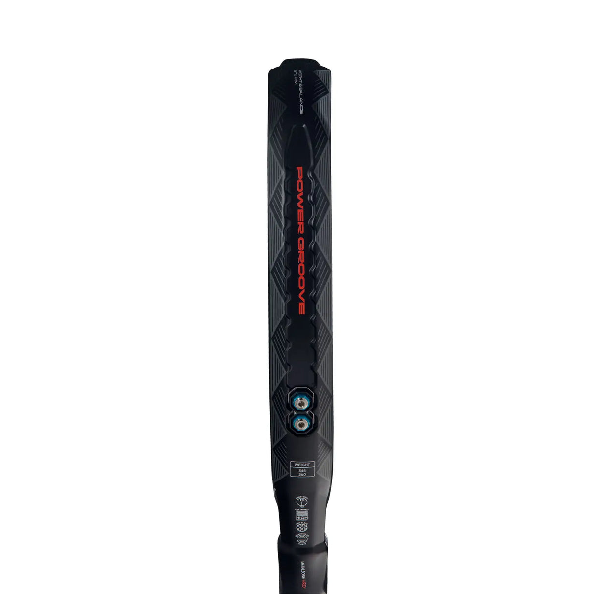 Black golf club with branding on a white background