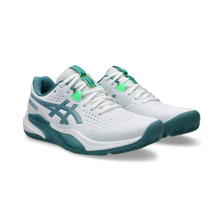 White and green athletic shoes on a white background
