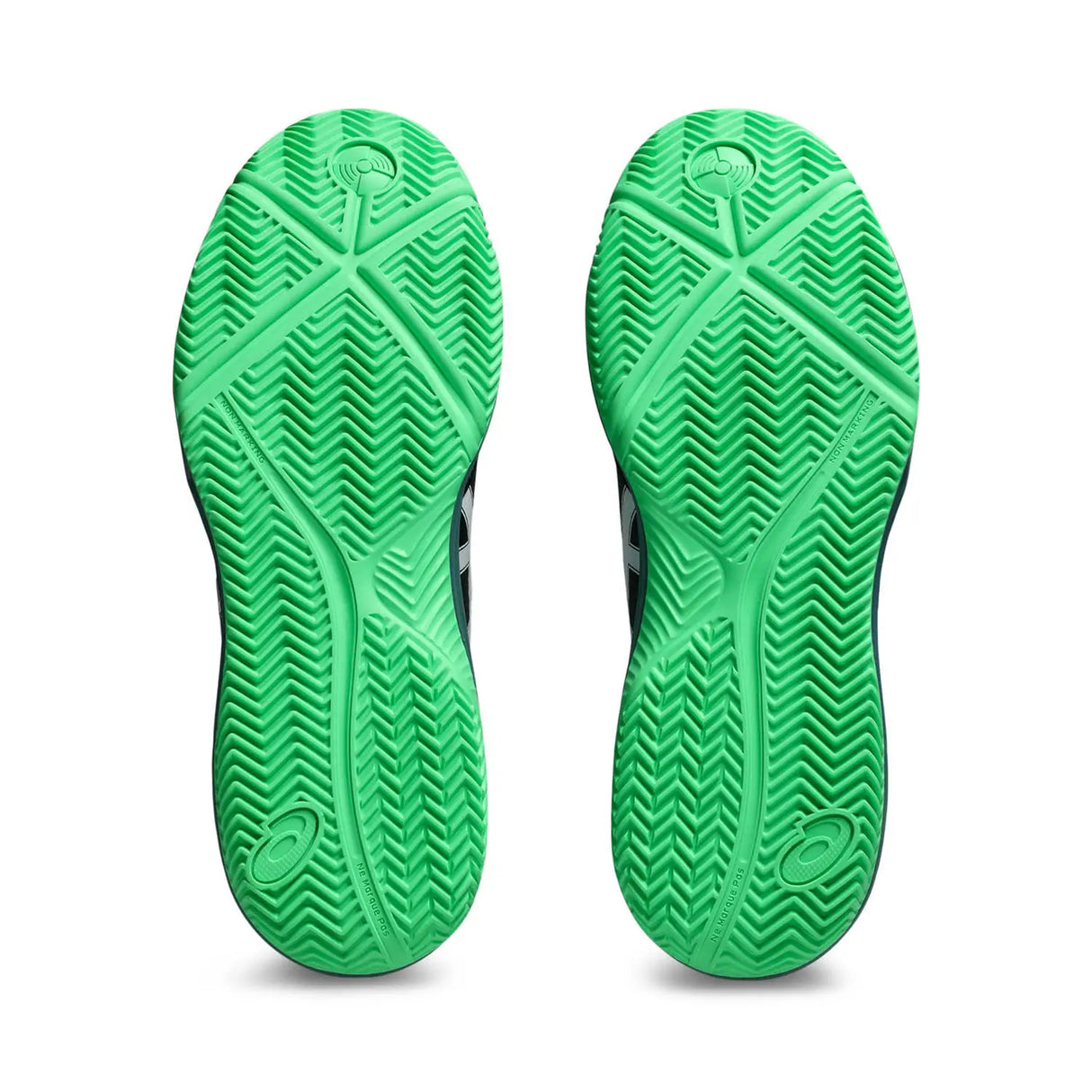Green shoe soles on a white background
