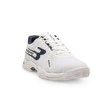 White sports shoe with brand logo on a white background