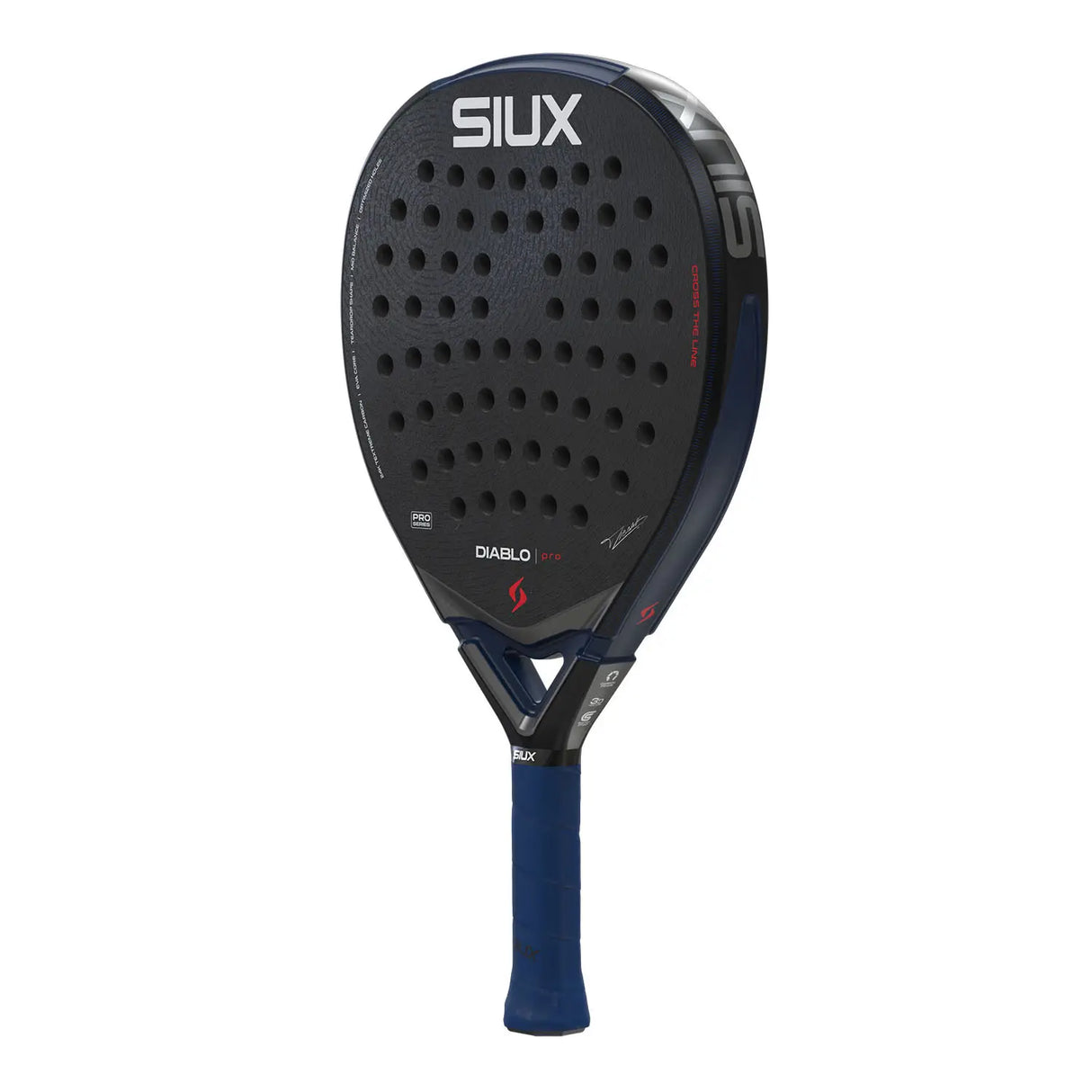 Padel racket with 'SIUX' branding on a white background