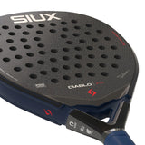 Close-up of a Siux Diablo padel racket on a white background