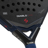 Close-up of a Diablo Pro racket with visible branding on a white background