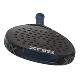 Black and blue racket with 'SIUX' branding on a white background