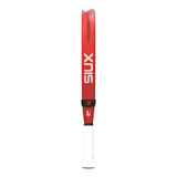 Red and white baseball bat with 'SIUX' branding on a white background