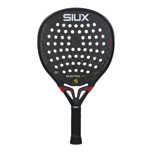Black SIUX Electra paddle racket on a white background