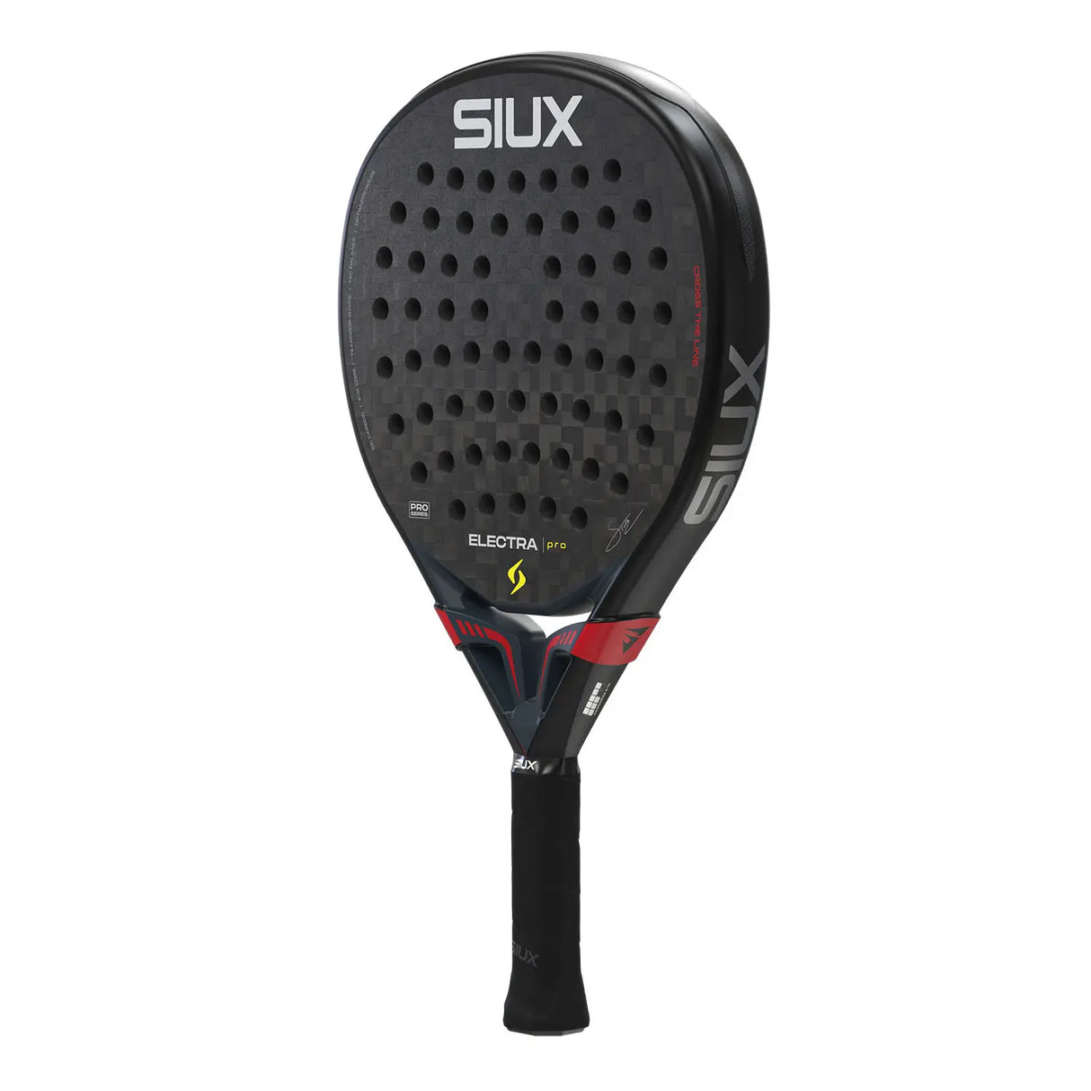 Black SIUX Padel racket on a white background