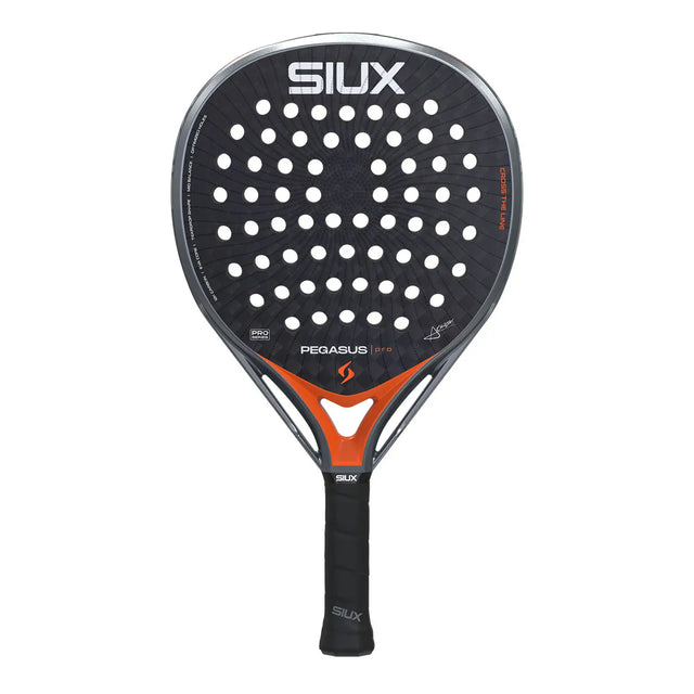 Padel racket with 'SIUX' branding on a white background