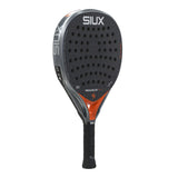 Siux dark grey padel racket on a white background