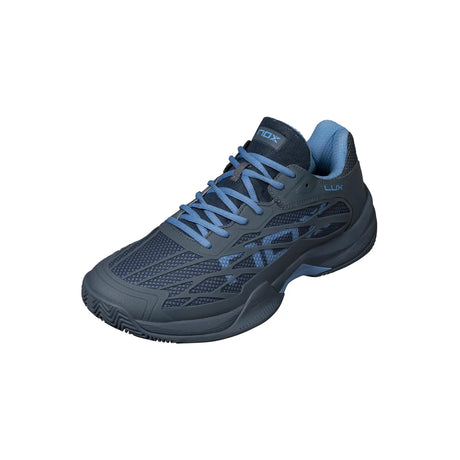 Blue athletic shoe on a white background