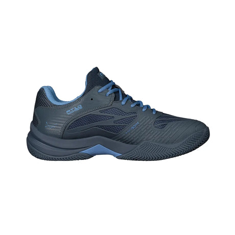 Blue athletic shoe on a white background