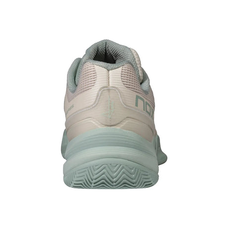 Light gray athletic shoe with a visible brand logo on a white background