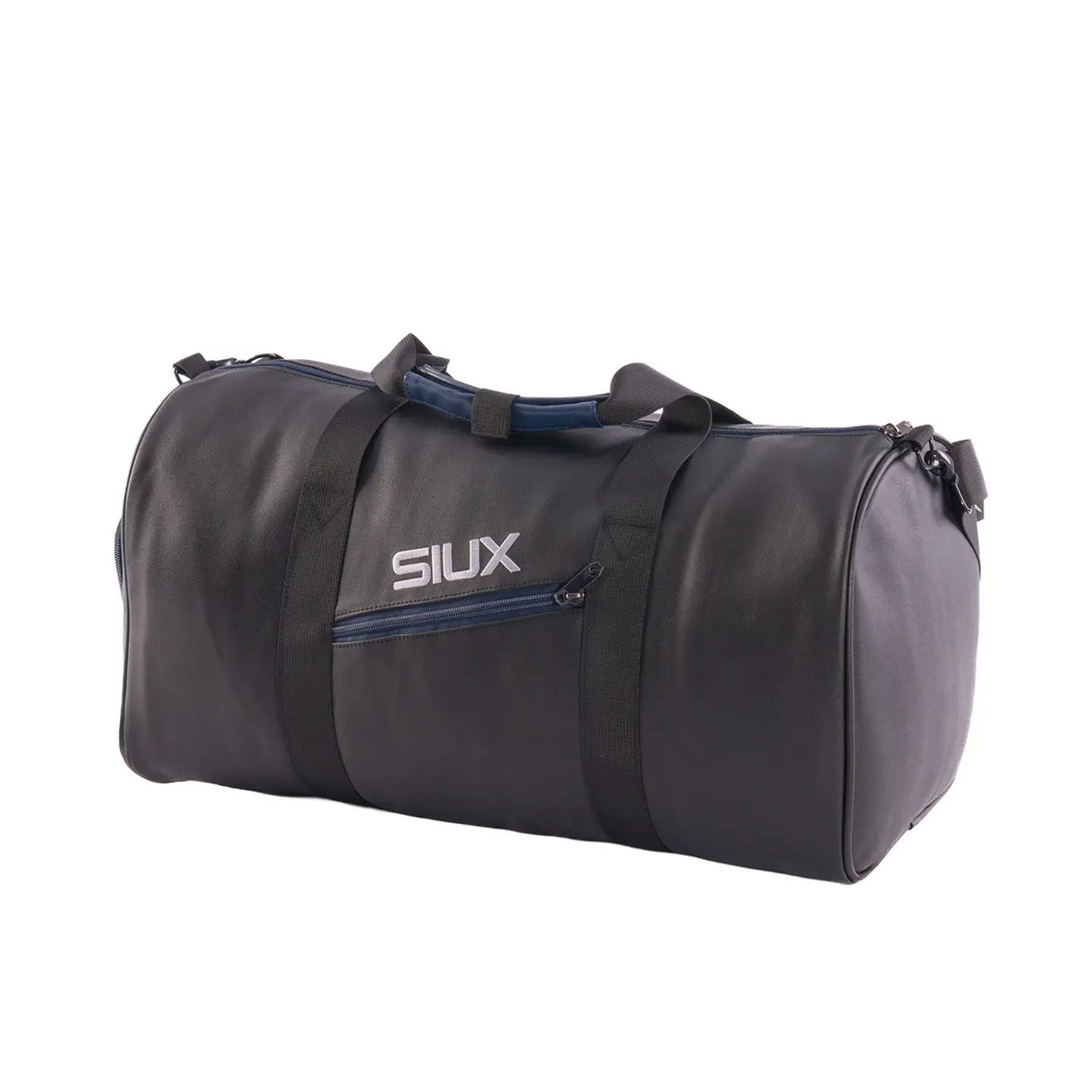 Black duffel bag with 'Silux' branding on a white background