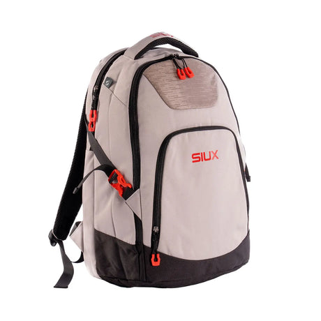 Gray backpack with red accents and 'SIUX' branding on a white background