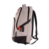 Gray backpack with black accents on a white background