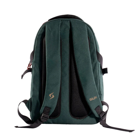 Green backpack with visible brand logo on a white background