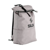 Gray backpack with black straps and 'SIUX' logo on a white background