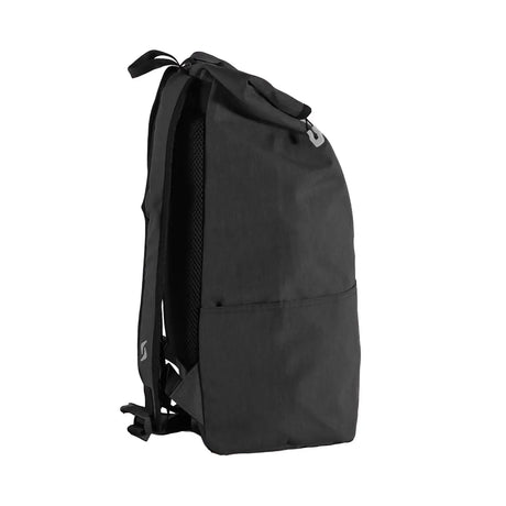 Black backpack on a white background