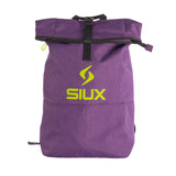 Purple backpack with a yellow SIUX logo on a white background