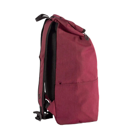 Maroon backpack on a white background
