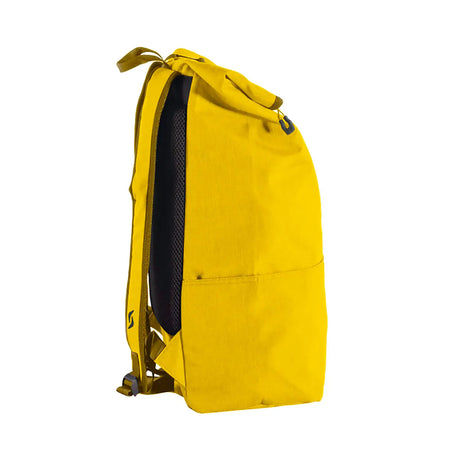 Yellow drawstring backpack on a white background