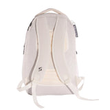White backpack with mesh side panels on a white background
