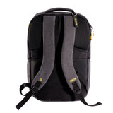 Gray backpack with visible brand logo on a white background