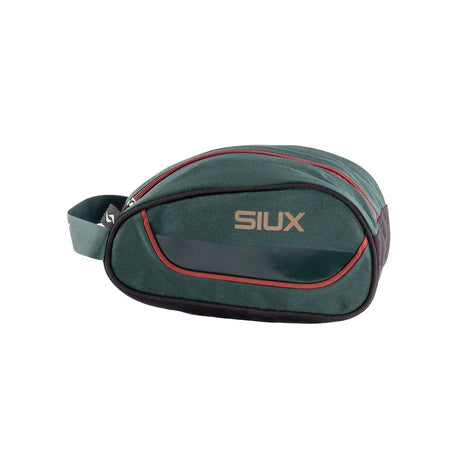 Green and red toiletry bag with 'SIUX' branding on a white background