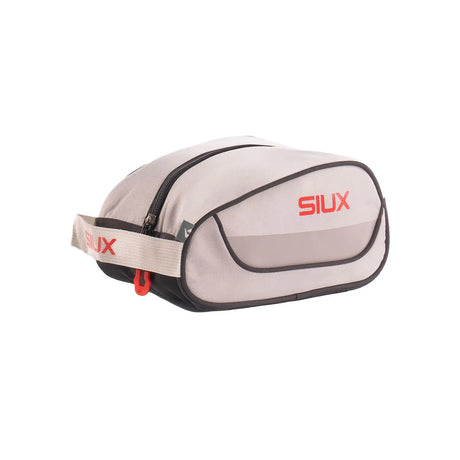 Gray toiletry bag with 'SIUX' branding on a white background