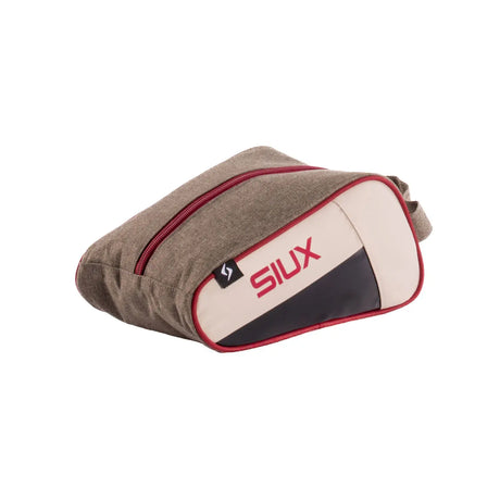 Brown and beige pouch with red zipper and 'SIUX' branding on a white background