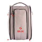 Gray shoe bag with red SIUX logo on a white background