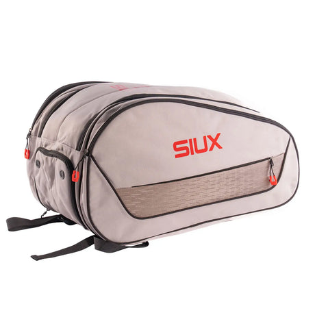 Gray bag with red 'SIUX' logo on a white background