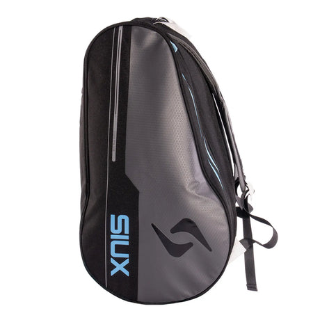 Black and gray backpack with 'Siux' branding on a white background