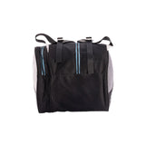 Black bag with straps on a white background