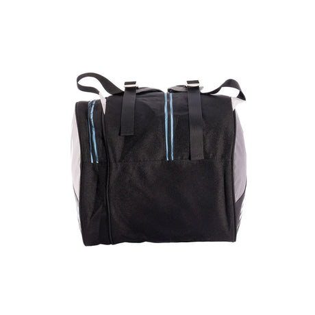 Black bag with straps on a white background
