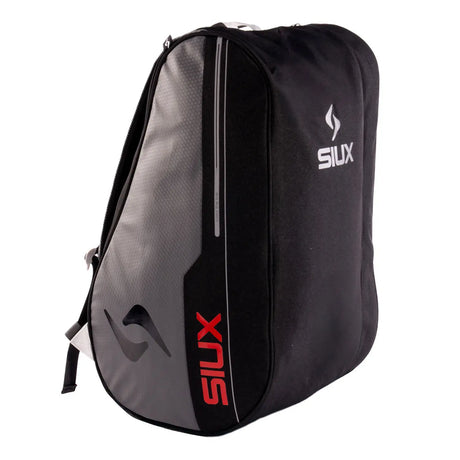 Black and gray backpack with 'SIUX' branding on a white background