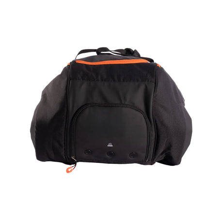 Black bag with orange accents on a white background