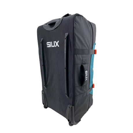 Black and gray suitcase with 'SIUX' branding on a white background